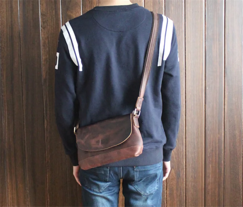 Сумка на плечо мужская из кожи Крейзи Хорс винтажная маленькая сумочка кросс