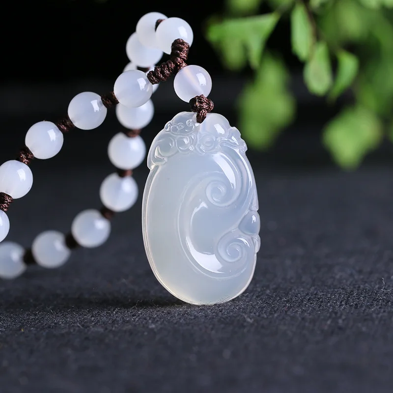 Подвеска из натурального белого агата ожерелье с подвеской в виде халцедона