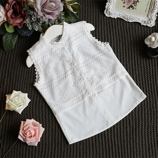 Fashion Children Clothing Summer Girls Clothes Sets 2018 New Kids Sleeveless Lace Shirt Skirt Suits 2Pcs Cotton Girl Outfits Set | Детская