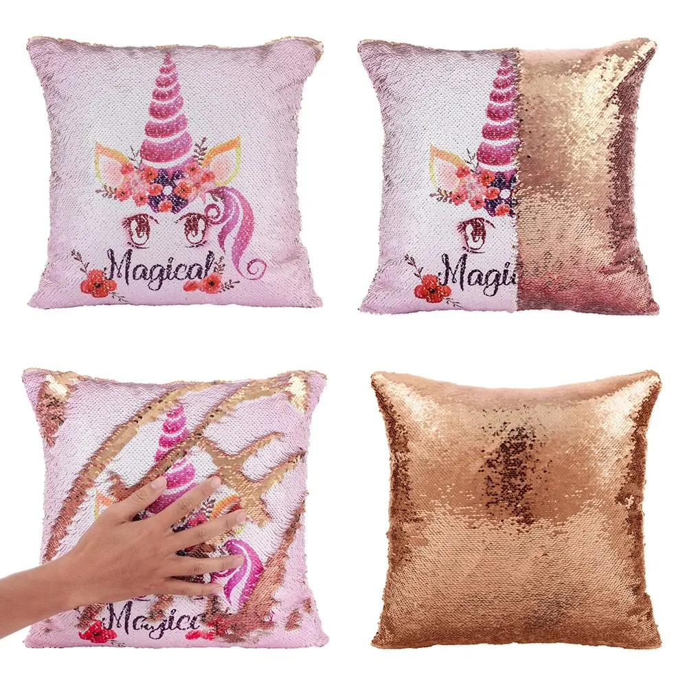 Наволочка с блестками в виде единорога и русалки Волшебная блестящая наволочка