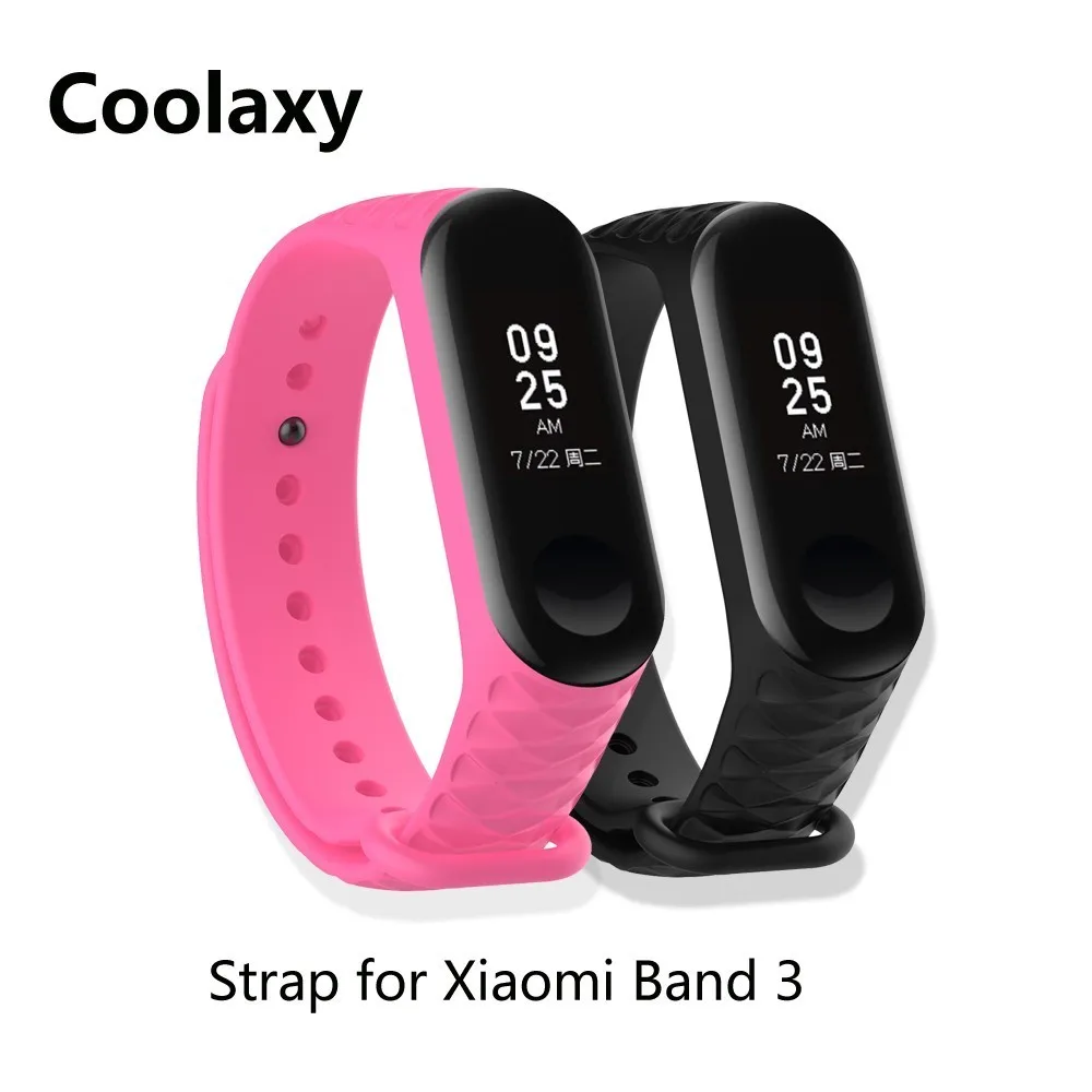 Pink Black Coolaxy браслет для Xiaomi mi Band 3 ремешок для спортивных часов Силиконовый браслет для Xiaomi mi Band 3 аксессуары браслет mi band 3 ремешок - Цвет: Pink Black