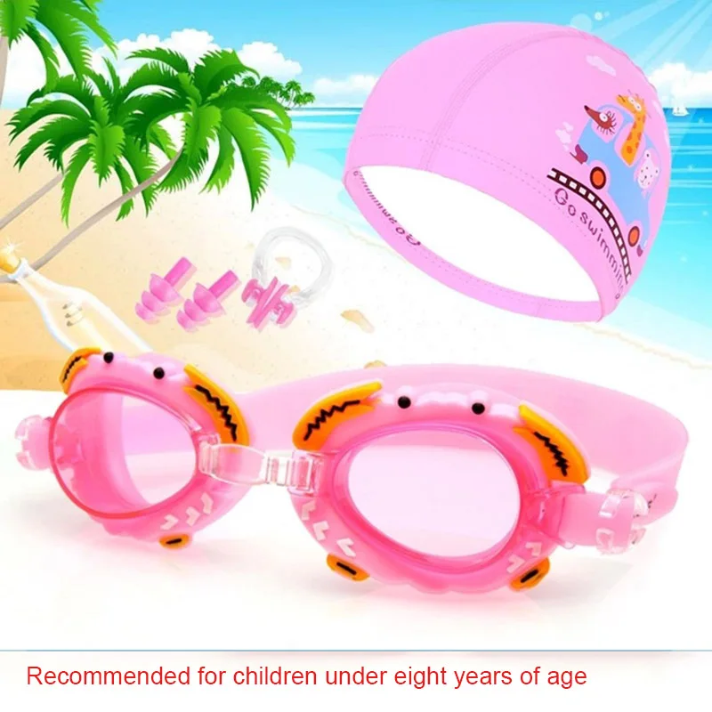 Новинка 2018 детские очки с мультяшным крабом Плавательная шапочка комплект для