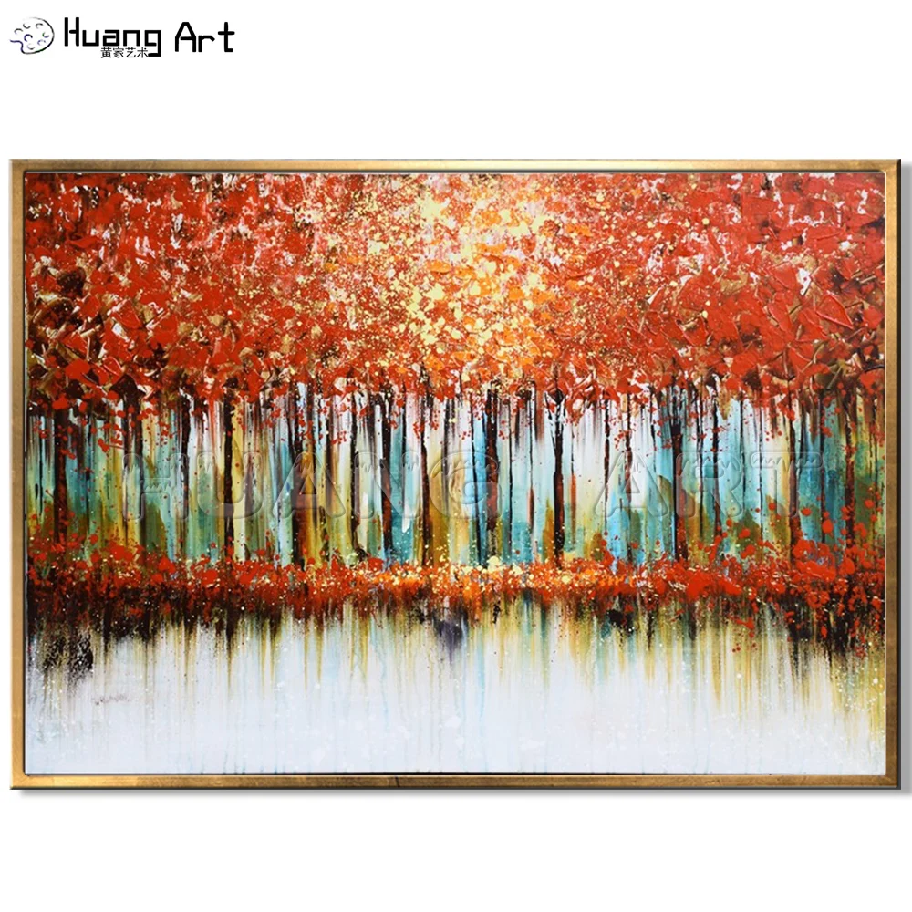 Оригинальная картина маслом ручной работы Современная оранжевая настенная