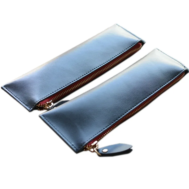 Высококачественный чехол с ручкой из натуральной кожи на молнии кожи|leather pen case|pen