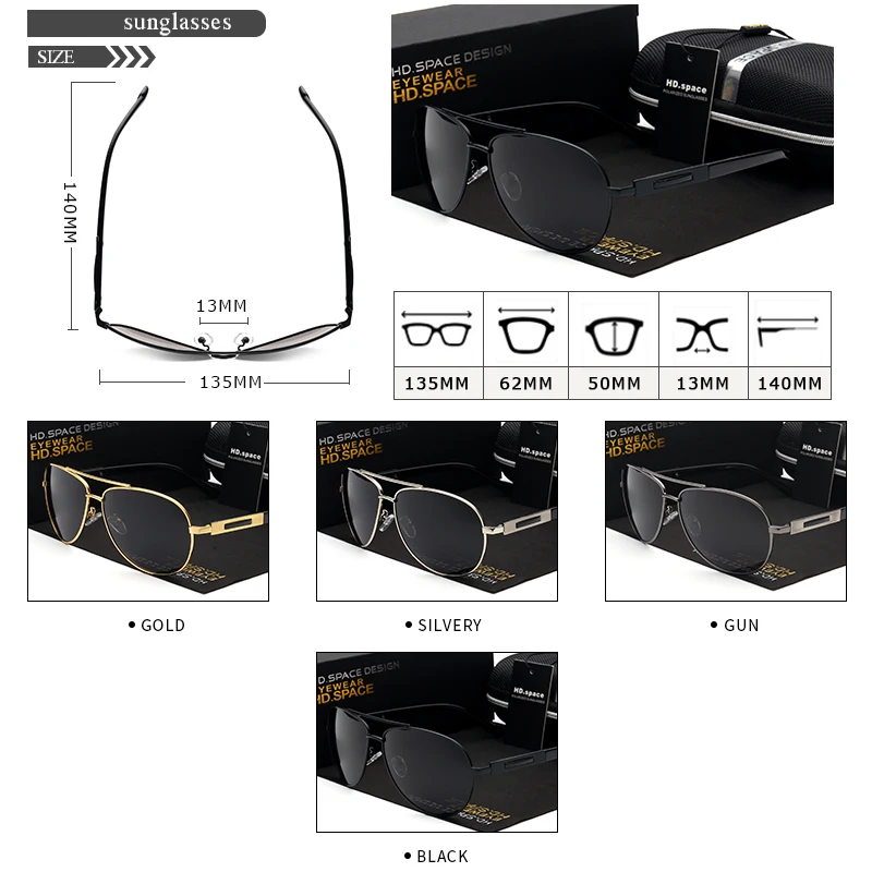 Новый поляризованные Солнцезащитные очки для женщин мужчин бренд HD.