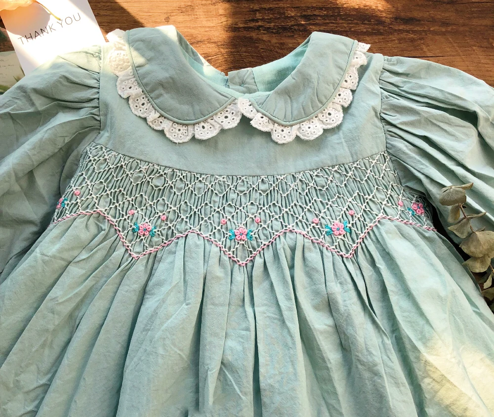 Girl Smocked Dresses Spring Summer Girls Vintage Spanish Dress Kids Princess Smocking Party for Wedding Clothes | Детская одежда и
