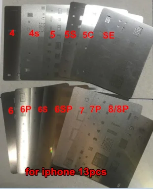 13pcs/lot high quality full set BGA Reballing Stencil dedicate kit for iPhone 4 4s 5 5s 5c 6 6+ 6S 6s+ 7 7+ 8/8+ SE | Мобильные