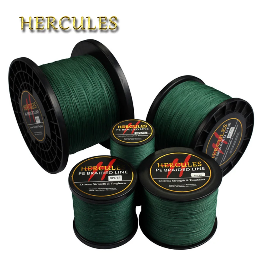 Hercules плетеная леска 8 зеленых нитей 100 м 300 500 1000 1500 2000 шнур для морской рыбалки linha