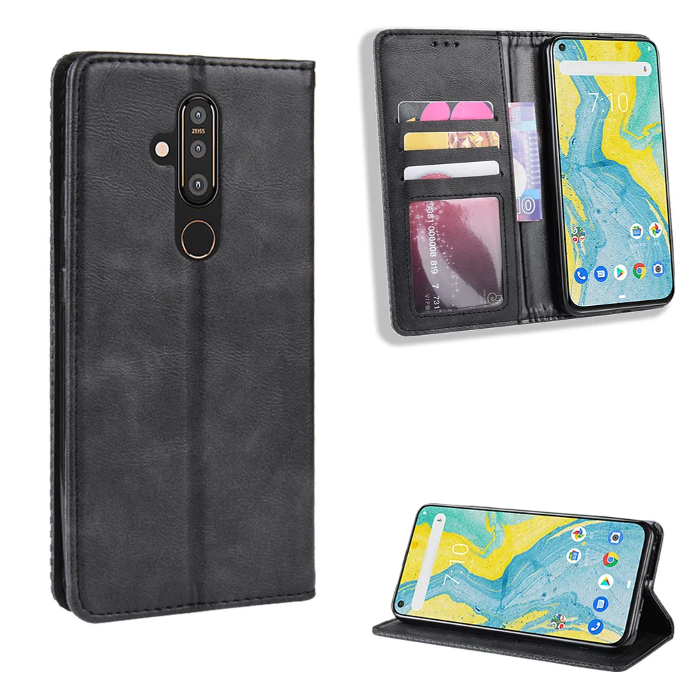 Тонкий кожаный чехол-книжка в стиле ретро для Nokia X71 чехол-кошелек с подставкой