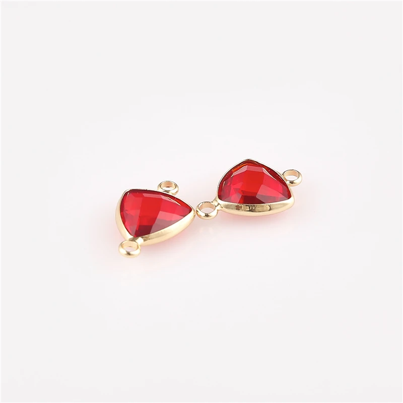 10pcs Triangle Glass Beads Necklace Bracelet For Jewelry Making Gifts Women Wholesale Bead Charms Golden Plated Brass | Украшения и