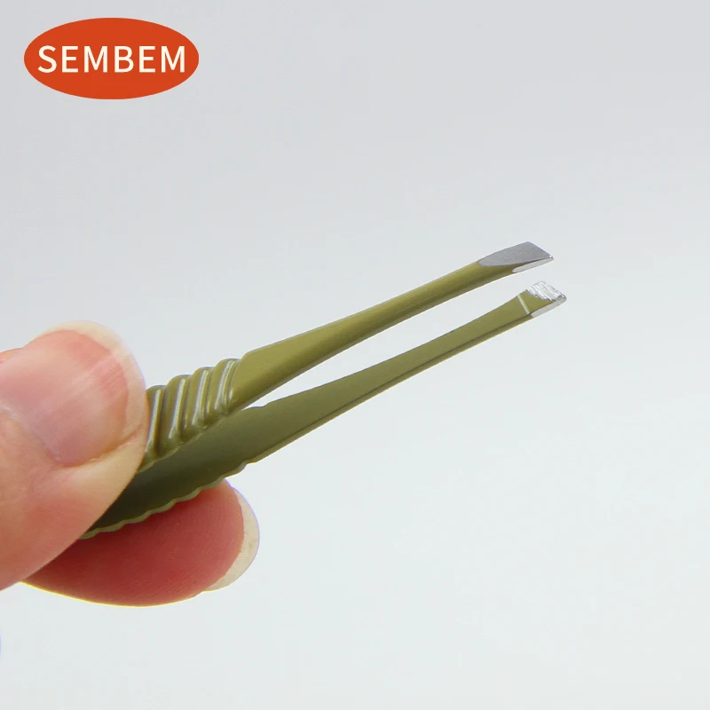 SEMBEM прецизионный Наклонный пинцет для бровей, нескользящий Пинцет для снятия макияжа, пинцет из нержавеющей стали, пинцет для бровей, 1 шт