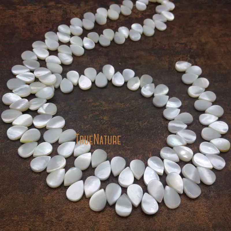 Wholesale Water Drop Loose Beads White Shell Pearl Shape Spacers For Jewelry Making 15.5 inch In 8*12 mm  BE5533
