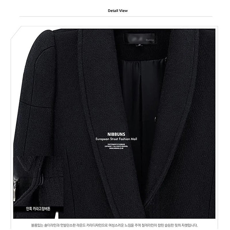 Зимняя мода размера плюс(XL-6XL) меховой воротник Длинная секция шерстяное пальто для женщин зимняя новая Толстая Повседневная тонкая куртка для женщин B463