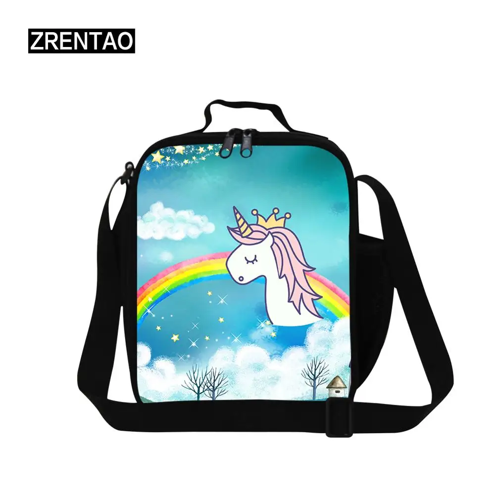 Lunch Cooler Bag 8 Радуга Единорог печать милый мультфильм детская сумка для обеда изолированный Bento коробка ланчбаг с плечевым ремнем держатель воды для малышей - Цвет: Lunch Cooler Bag 8