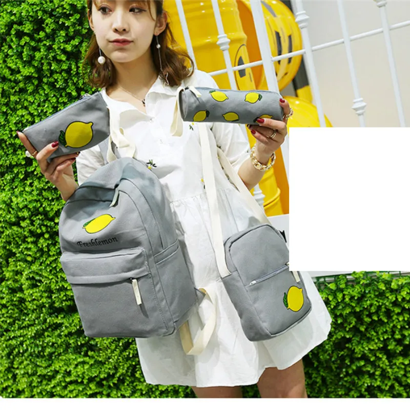 2018 холстяной рюкзак для девочек 4 шт./компл. Для женщин школьные женские сумки