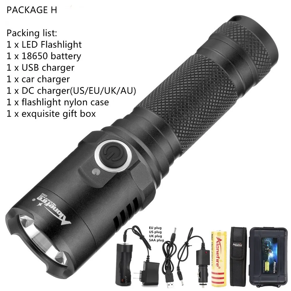 PACKAGE H AloneFire X002 ультра яркий Мощный светодиодный фонарик xml t6 светодиодный тактический фонарь для аккумулятора 18650 - Испускаемый цвет: PACKAGE H