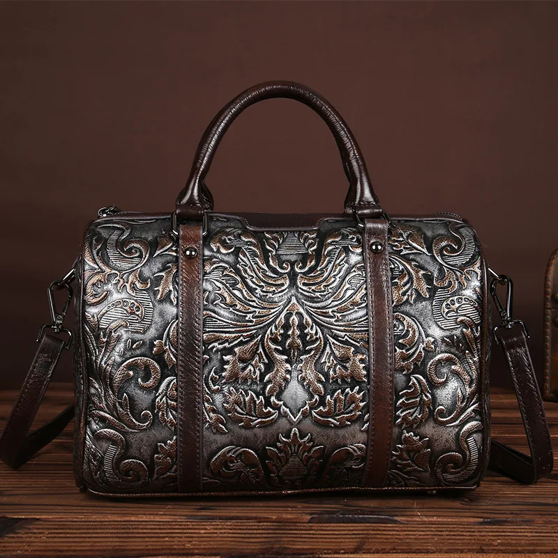 Брендовая женская сумка из тисненой натуральной кожи для путешествий на