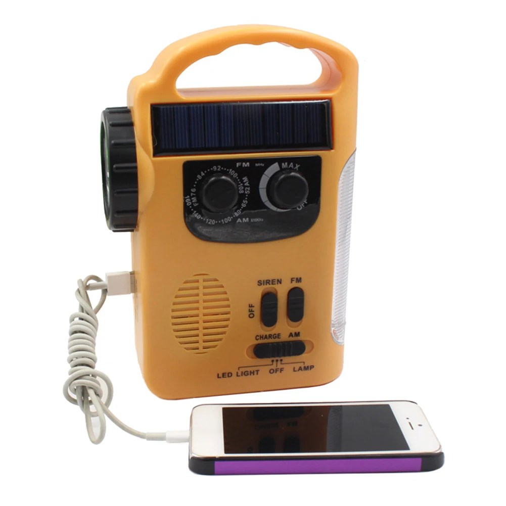 FM портативный с зарядкой от Динамо и солнечной панели радио power Bank AM аварийный