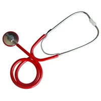 adult and child aluminum single head stethoscope with anti cold ring red