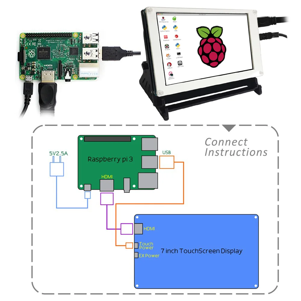 Raspberry Pi 7 дюймов 800x480 пикселей IPS Hdmi вход емкостный сенсорный ЖК дисплей с чехлом|lcd