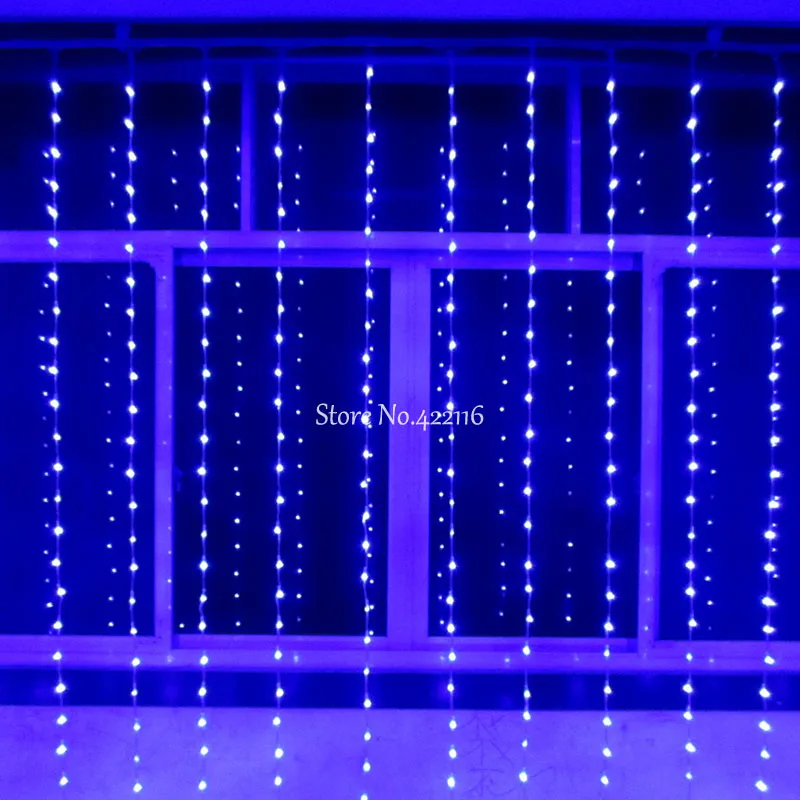 Blue 6X1 м светодиодный гирлянда-сосулька для занавесок, светодиодный гирлянда для рождественских праздников, гирлянды для улицы, свадьбы, вечеринки, сада, украшения - Испускаемый цвет: Blue
