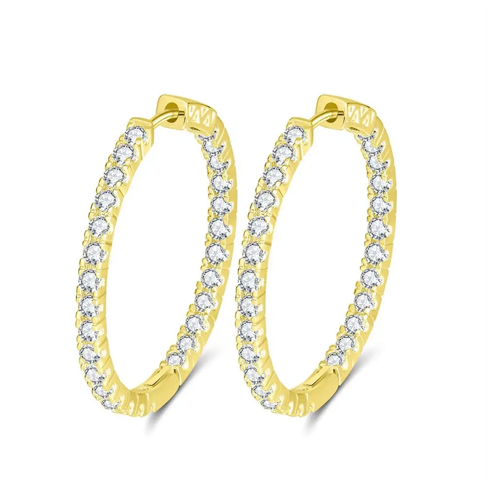 Gold Color Effie queen женские большие круглые серьги-кольца роскошный кубический циркон винтажный круг вечности Серебряная Сережка ювелирные изделия DE137 - Окраска металла: Gold Color