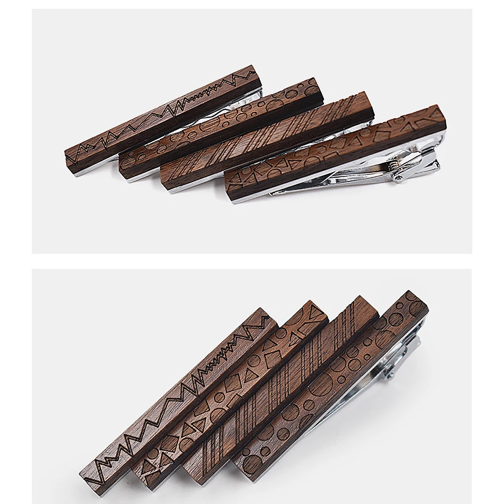 Novelty personality geometric pattern wooden tie clip Walnut wood knot accessory 5.5cm | Украшения и аксессуары
