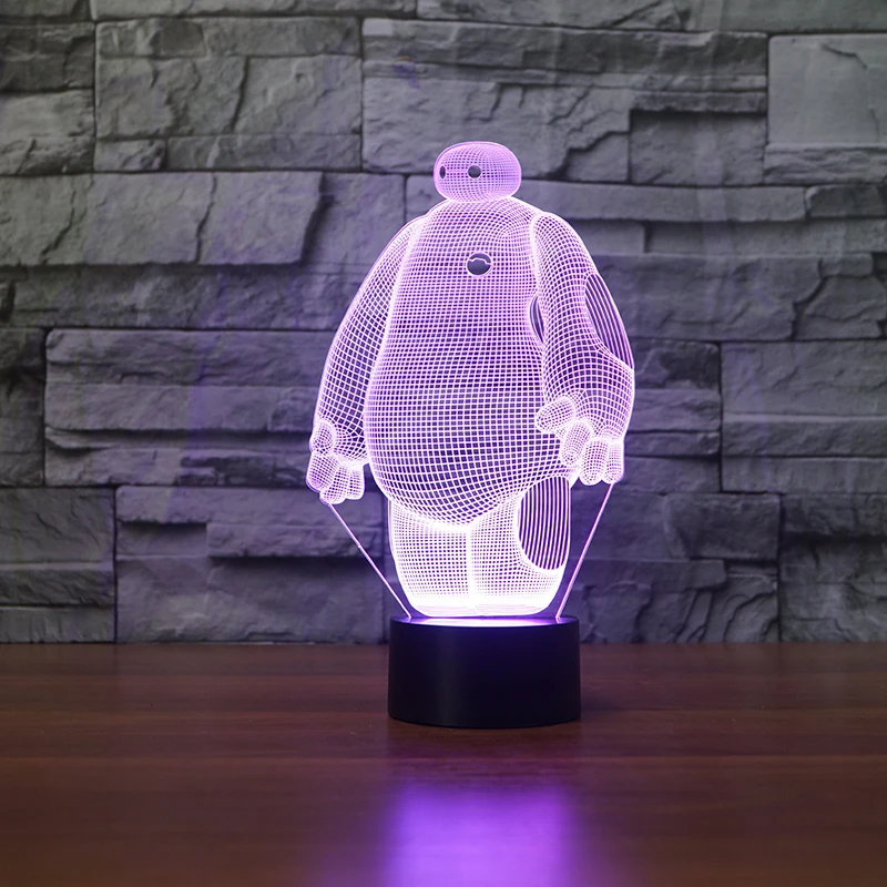 Baymax 3D лампа 7 цветов Светодиодные ночные лампы для детей сенсорные светодиодные USB настольные лампы Lampara Lampe детский Ночной светильник датчик движения