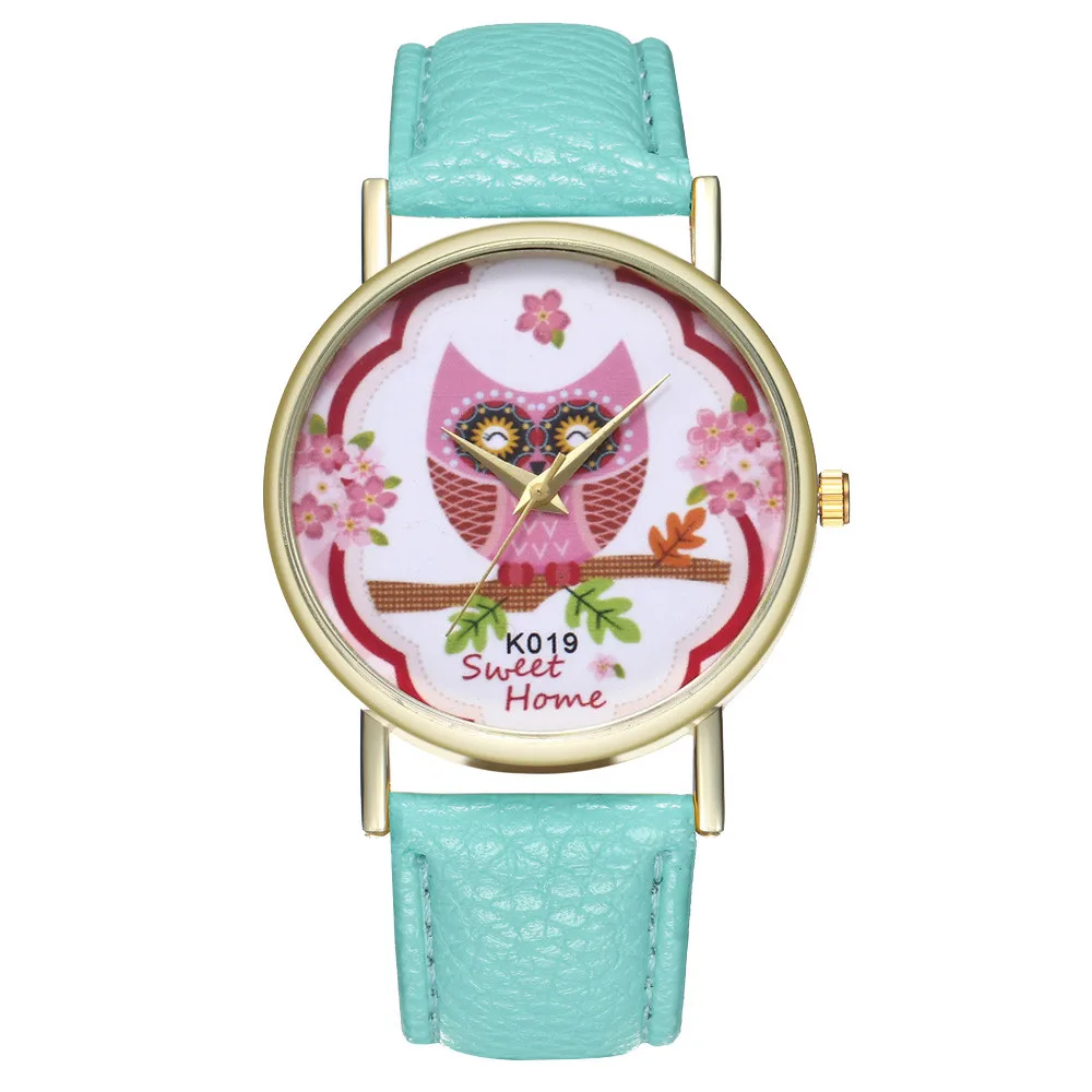 Модные женские наручные часы 13 цветов с рисунком совы кожаный ремешок Relojes Mujer в