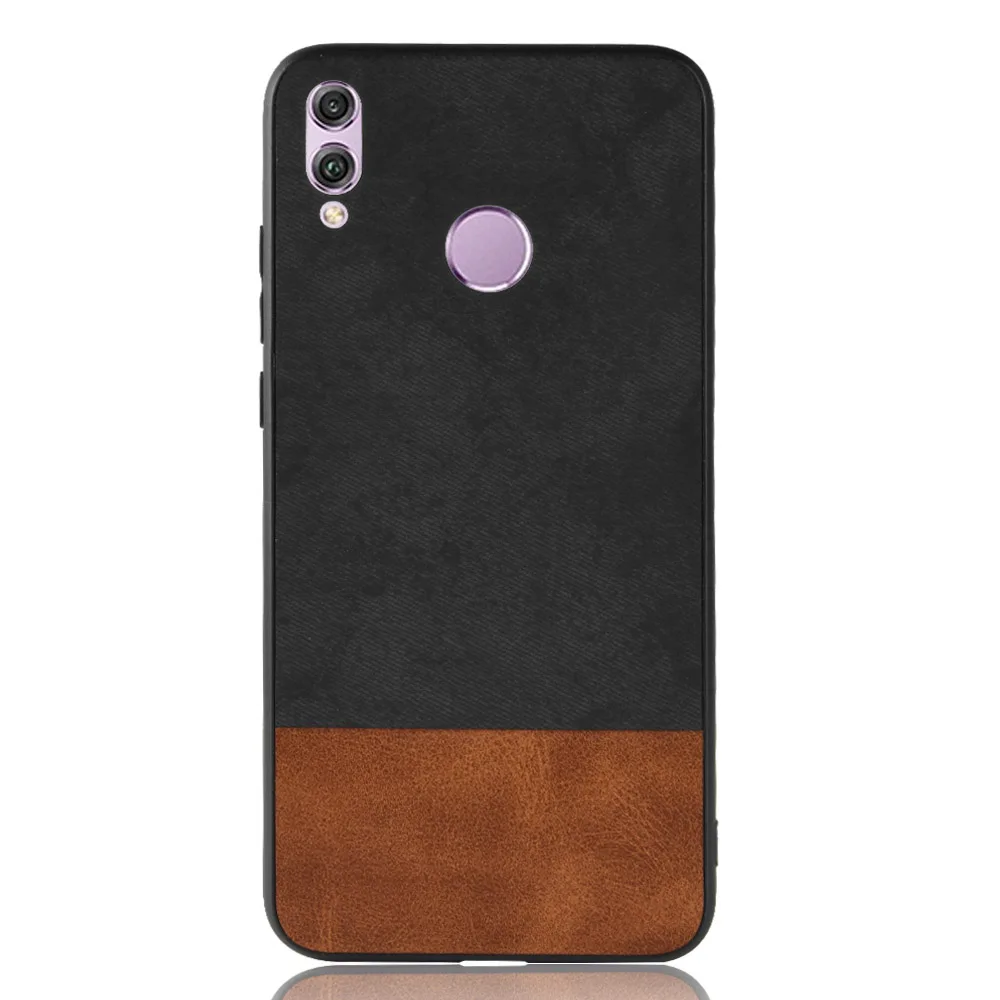 Чехол для Huawei Honor Play мягкий 3 в 1 TPU + PU PC прошитый контрастный Джинсовый чехол из