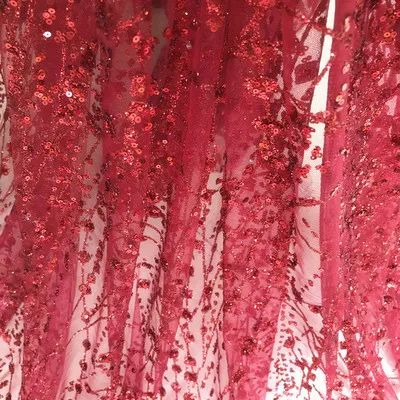 Red Бронзовая волна бахрома бурения золотые сетчатые кружева с блестками ткань 130 см DIY сшить сценическую одежду свадебное вечернее платье аксессуары - Цвет: Red