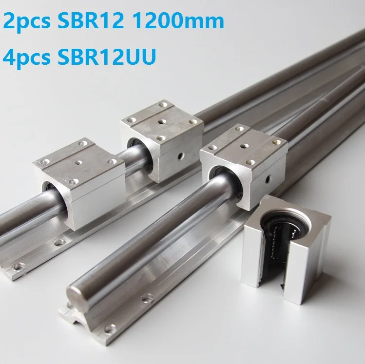 2 шт. SBR12 1200 мм Поддержка линейного направляющего рельса + 4 SBR12UU подшипника