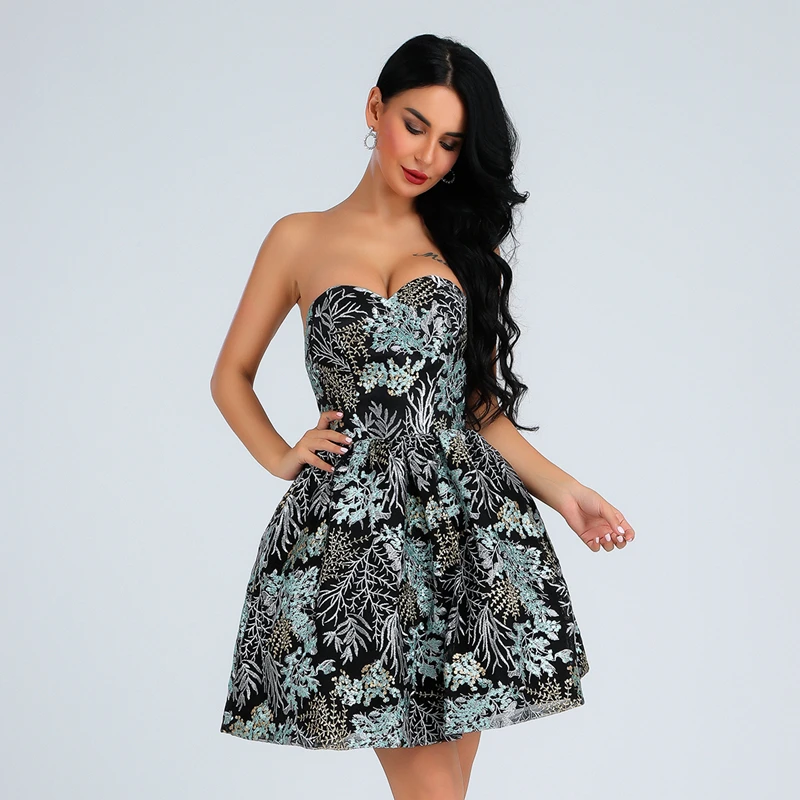 

Top Quality Hot Selling New Off Shoulder Dress 2019 Luxury Hand Embroidery Design Sexy Strapless Celebrity Party Dresses Vestido