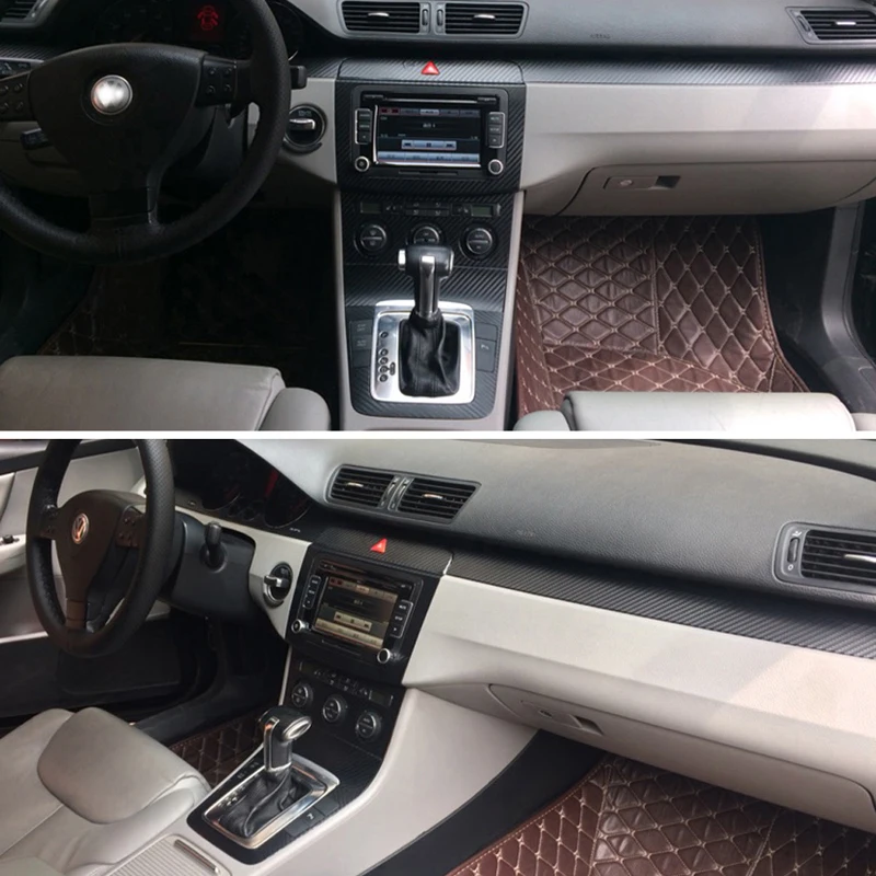 

For Volkswagen VW Passat B6 Interior Central Control Panel Door Handle Carbon Fiber Stickers Decals Car styling Accessorie