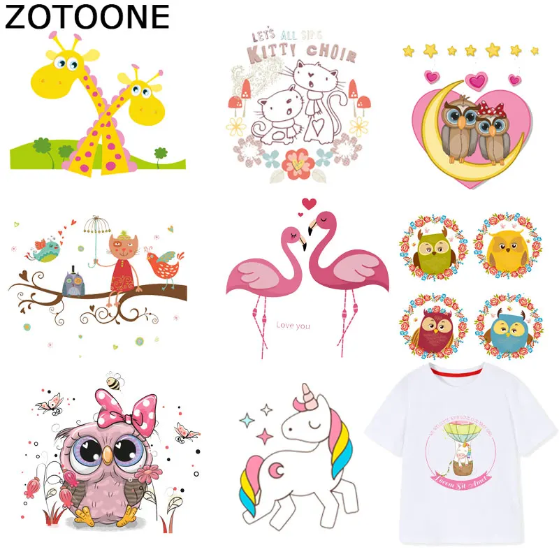 Термонаклейки ZOTOONE с милыми животными наклейки рисунком совы единорога