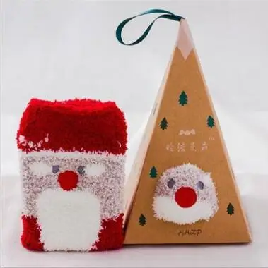 red Santa Claus Домашние мягкие носки-тапочки для женщин и девочек пушистые теплые рождественские носки бархатные носки кораллового цвета с героями мультфильмов для принцесс, подарки на день рождения - Цвет: red Santa Claus