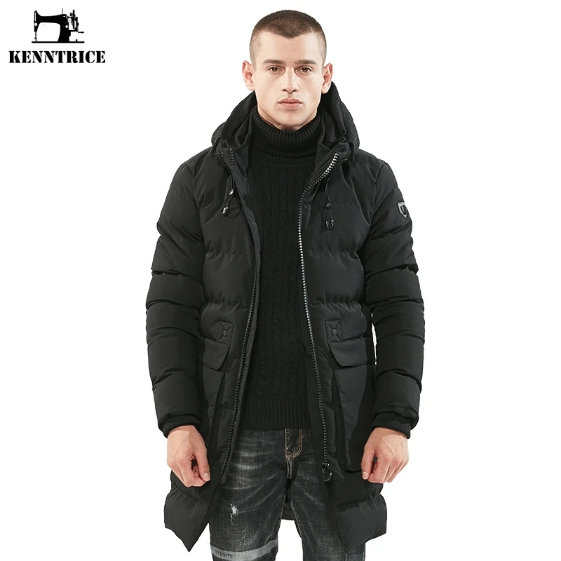 KENNTRICE зимняя куртка Мужская парка Мужское пальто с капюшоном мужские длинные