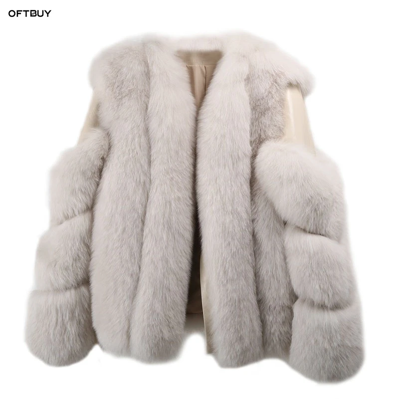 OFTBUY, зимняя куртка, Женская парка, шуба из натурального Лисьего меха, натуральная овчина, натуральная кожа, куртка-бомбер, короткая, Корейская уличная одежда