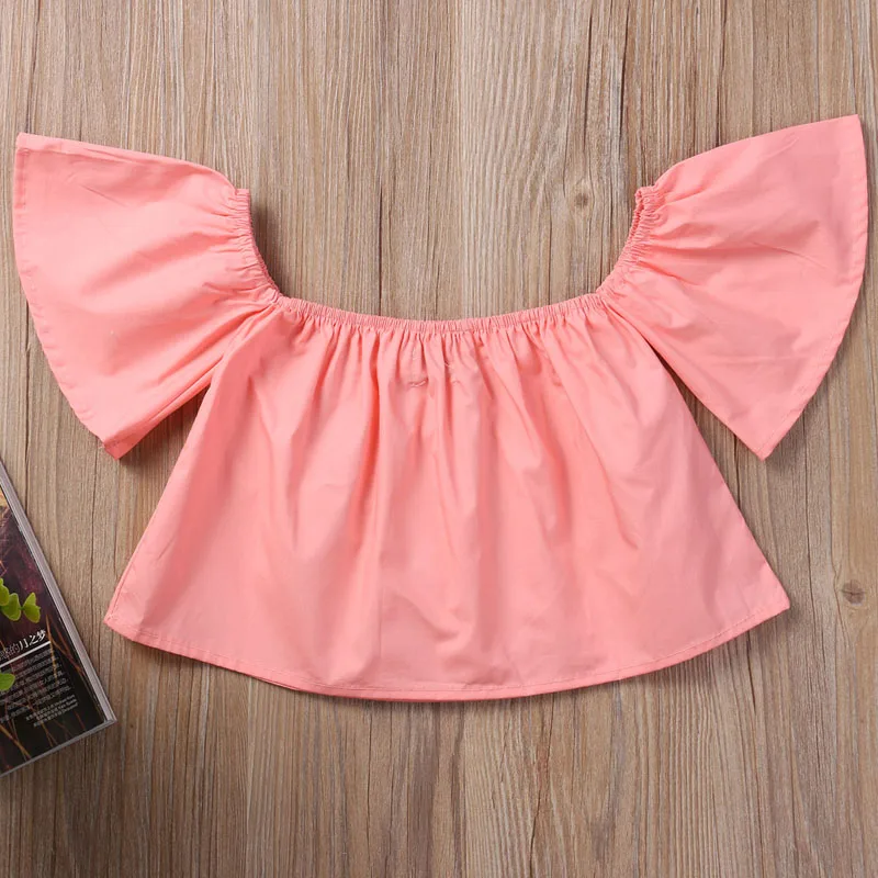 Комплект из 2 предметов розовая футболка с открытыми плечами для маленьких