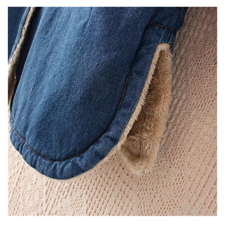 

2020 Female Hooded Denim Jacket Korea Winter Loose Plus Velvet Thick Denim Coat Vintage Big Yards Loose women Casual Denim Tops
