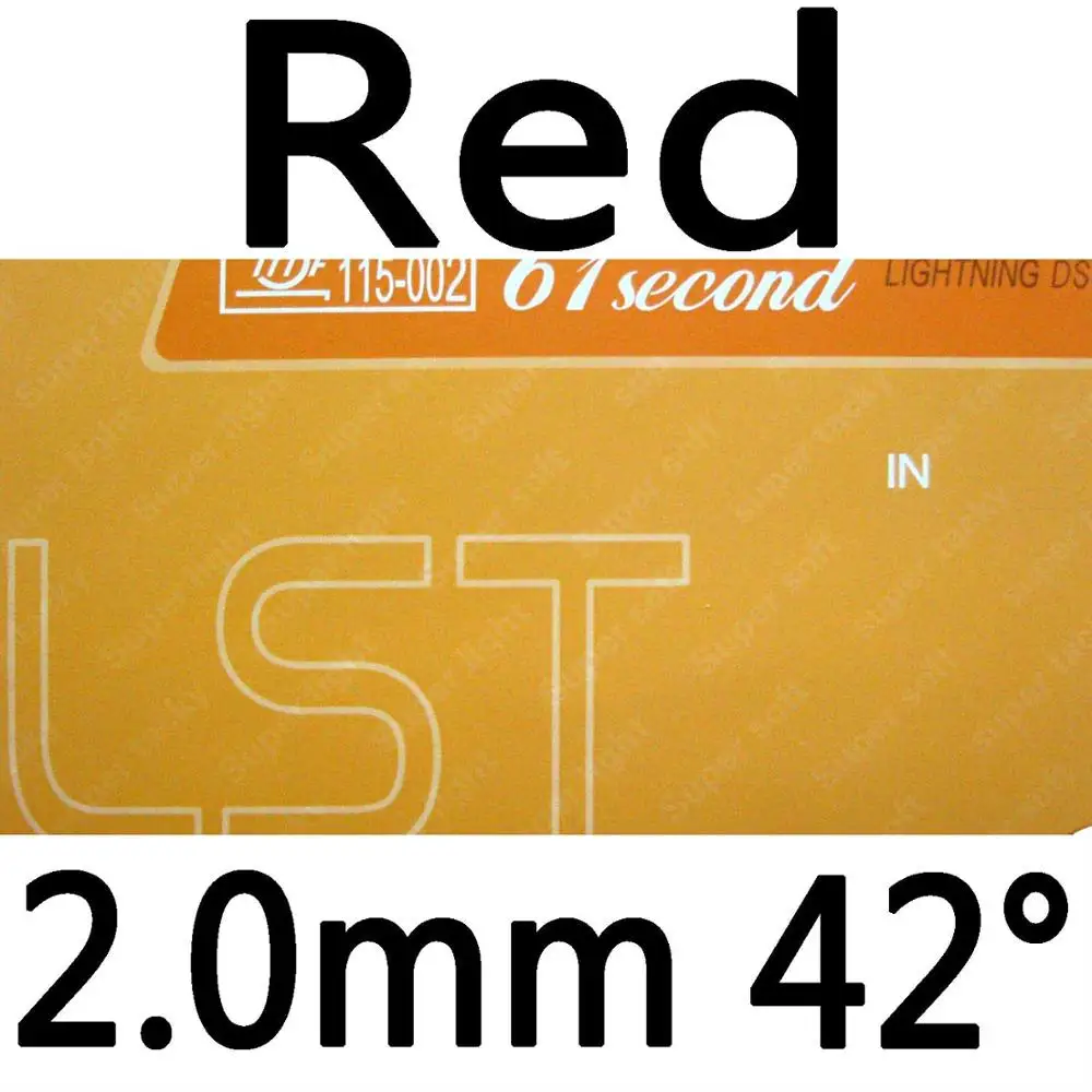 red 2.0mm H42 61second молния DS LST супер липкий Прыщи В Резина с губкой на ракетки для настольного тенниса - Цвет: red 2.0mm H42