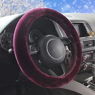 Плюшевые меховые универсальные чехлы рулевого колеса автомобиля теплая шерсть зимой авто Подогрев чехол для рулевого колеса для автомобилей Аксессуары для укладки - Название цвета: SWC033 Purple