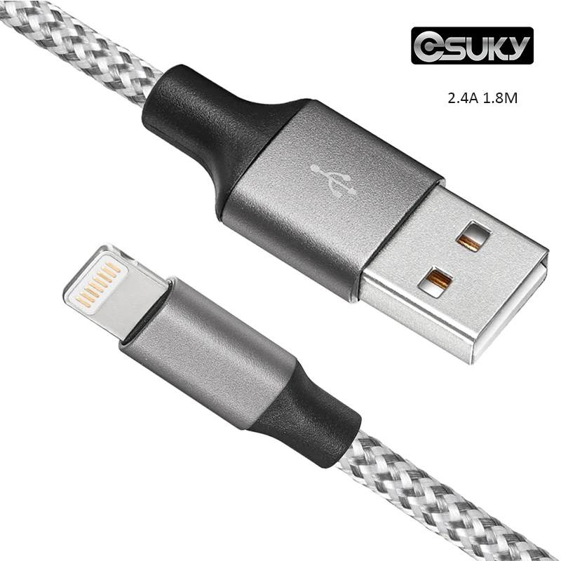 ESuky 2.4A кабель для быстрой зарядки для iPhone Xs max Xr X 8 7 6 Plus 6s 5s Plus iPad мини-usb-кабели зарядное устройство для мобильного телефона