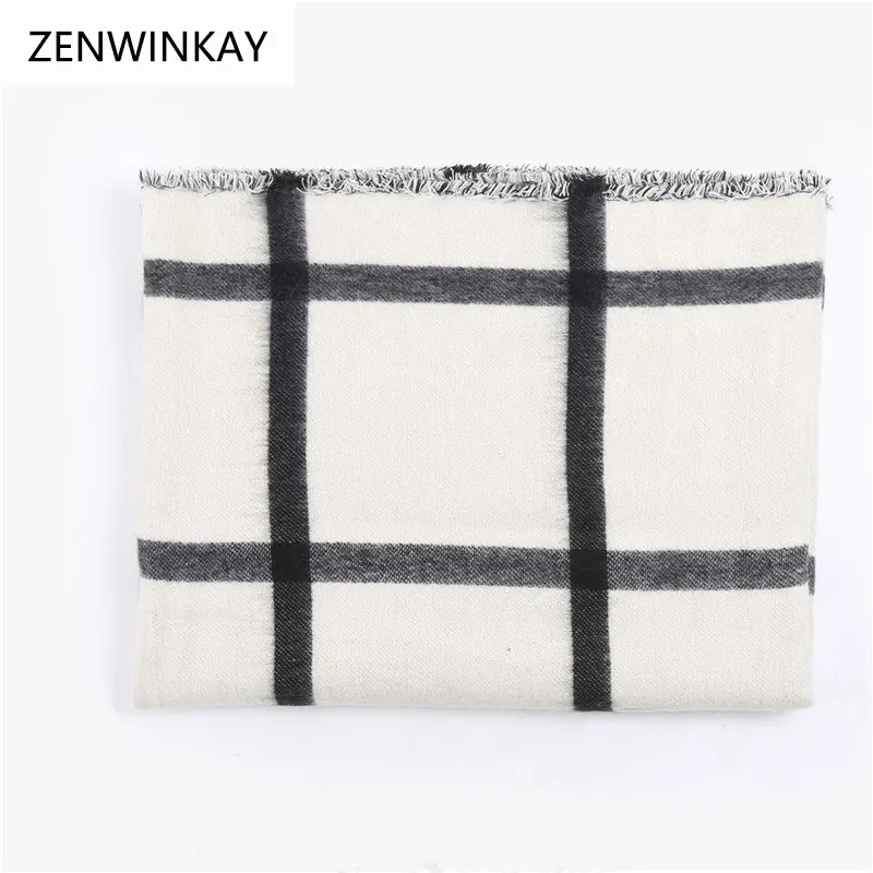 

2018 Women Scarf Winter Warm Warp Plaid Foulard Shawls Scarves Cashmere Ladies Wool Scarf Pashmina 200cm * 80cm