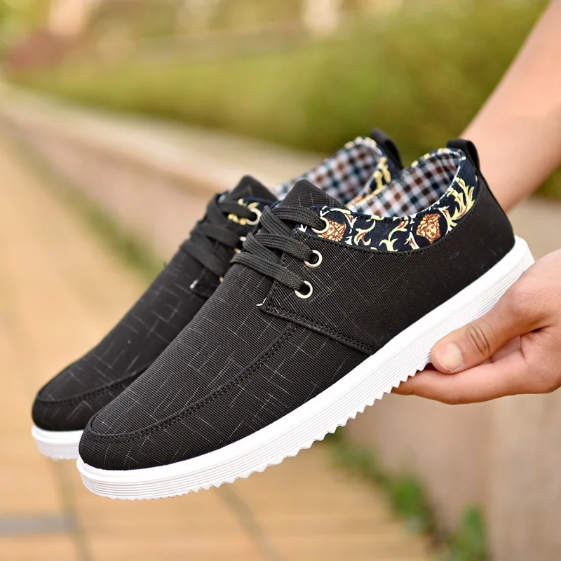 Мужские дышащие джинсовые туфли синие парусиновые на плоской подошве