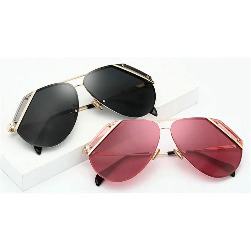 2018 Новый Rimless Круглые Солнцезащитные очки Для женщин Брендовая Дизайнерская
