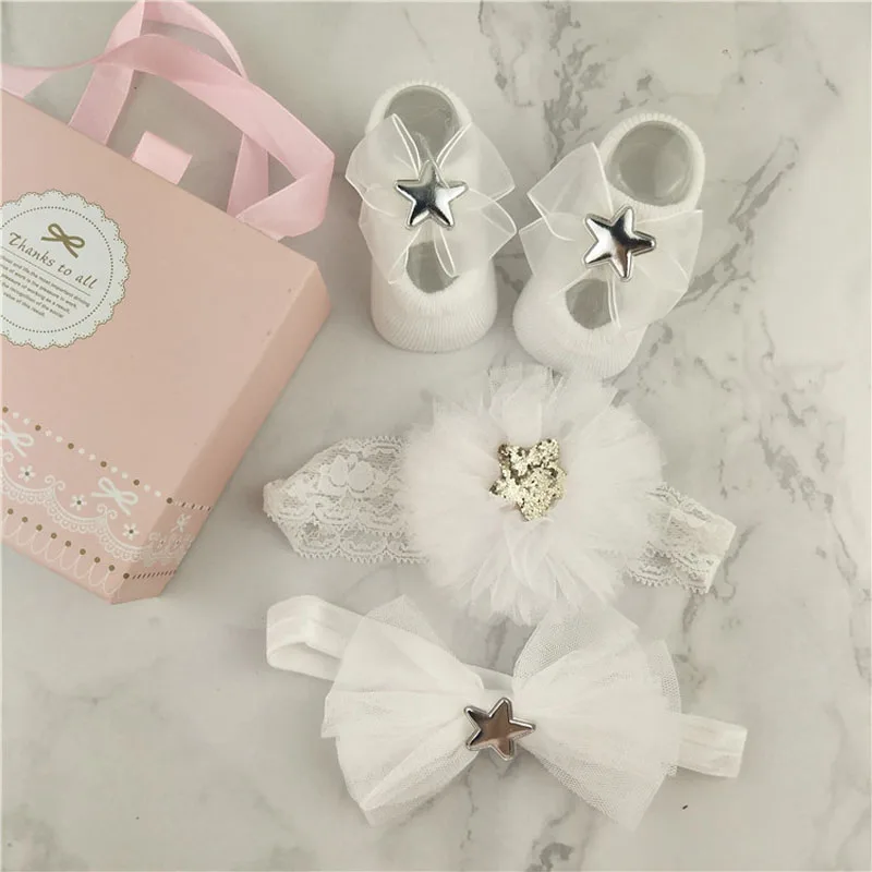 NEW STYLE FASHION HEADBANDS WITH BOW SOCKS SET BABIES GIFT | Детская одежда и обувь