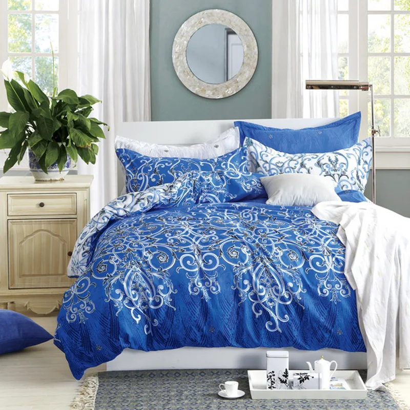4 шт. синий и белый фарфор серии люкс двойной Пододеяльник постельных