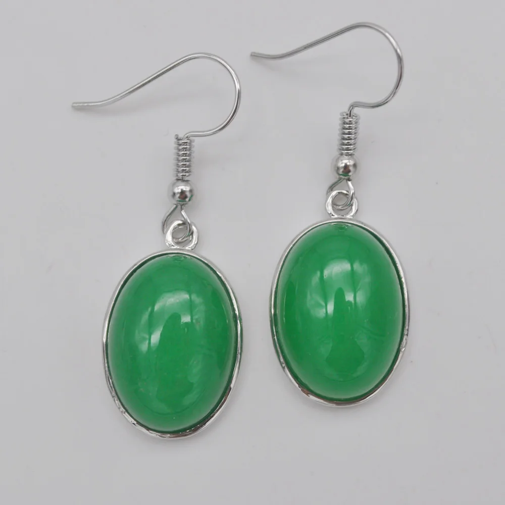 Green Jade Родонит бразильский содалит Малахит Сердолик песчаник Howlite Кристалл Лапис Камень Овальный драгоценный камень свисающие серьги ювелирные изделия для подарка - Окраска металла: Green Jade