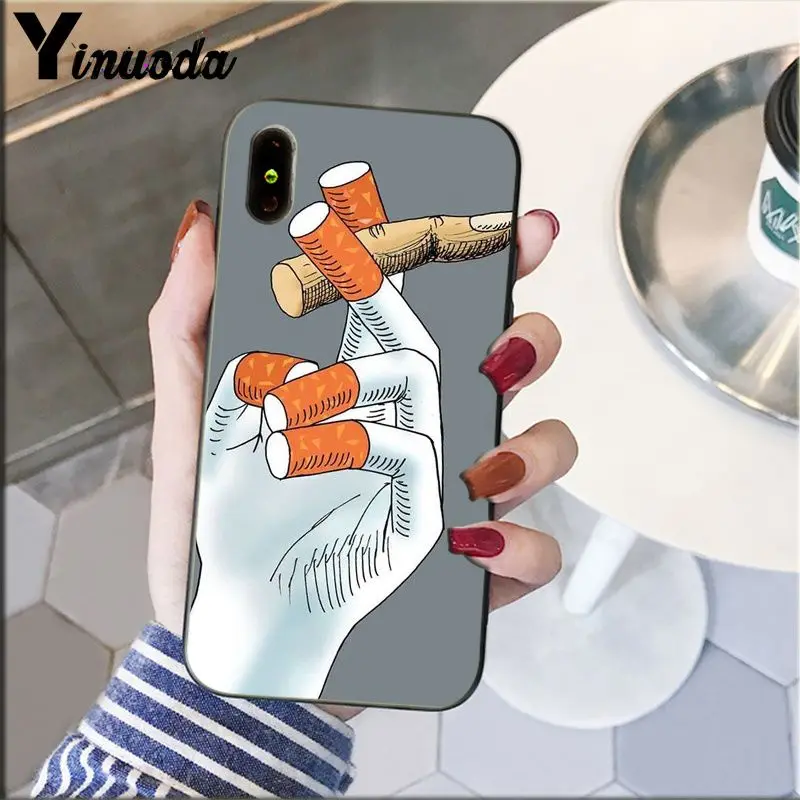 A8 Yinuoda сигарета Эстетическая Черная мягкая оболочка телефон чехол для iPhone 8 7 6 6S Plus 5 5S SE XR X XS MAX Coque Shell - Цвет: A8